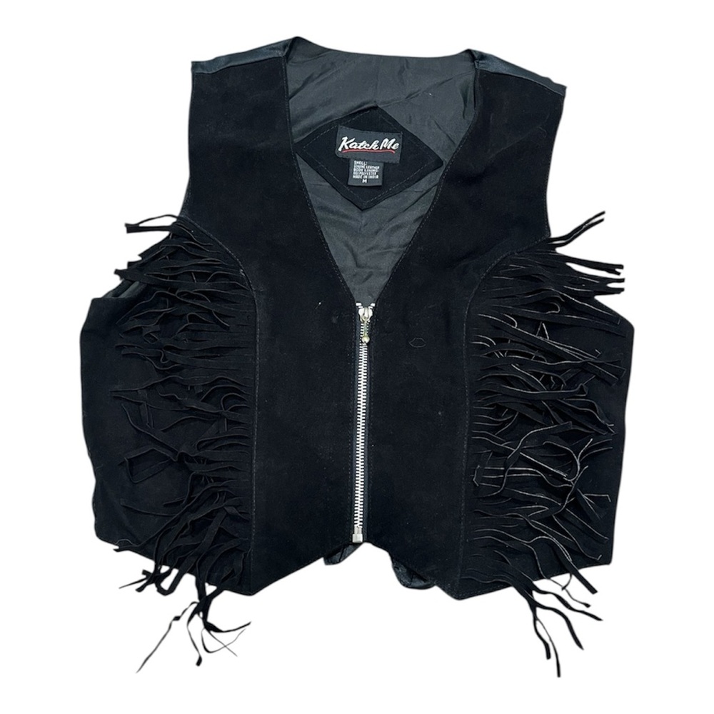 Katch me genuine leather, biker style western wear women’s vest size medium